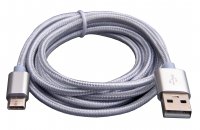 USB-0279-WH   Kabel połączeniowy USB A/USB typ C, 1,5m w oplocie, biały