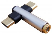 USB-0343-S   Adapter wtyk USB typ C/gniazdo jack 3,5mm + gniazdo USB typ C